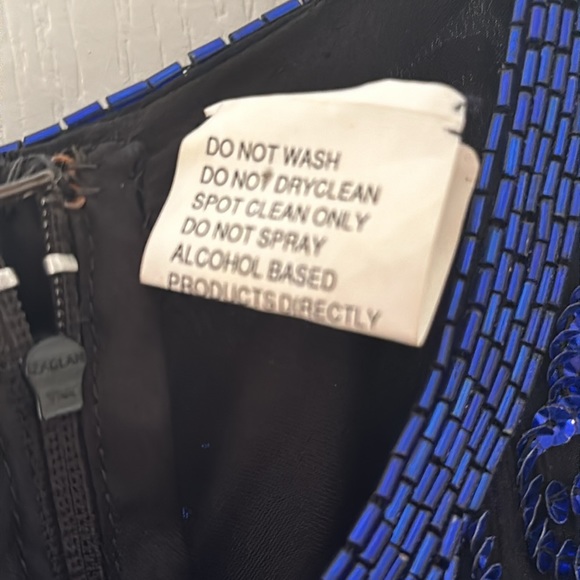 Stenay Vintage Blue Black Sequin 80s Cocktail Dress Size 10 Holiday New Years - Picture 4 of 6